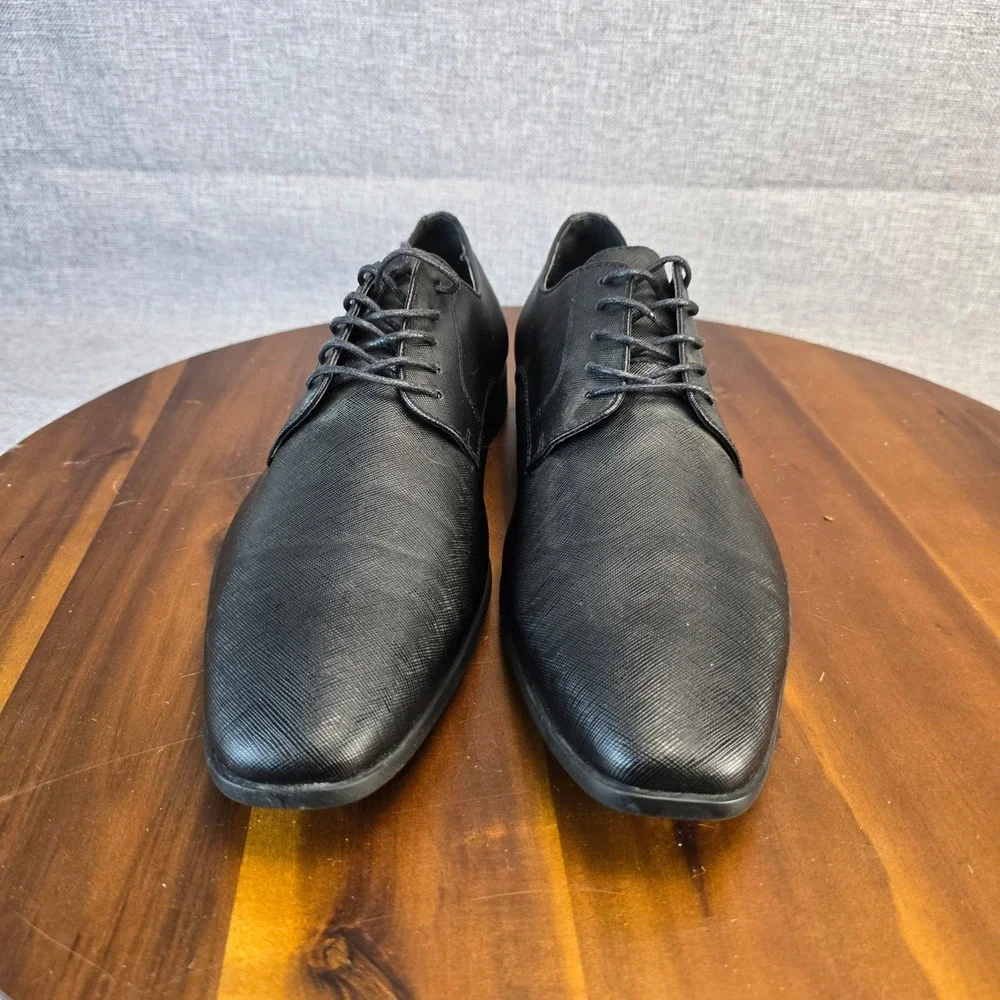 Abound Mens Black Textured Synthetic Lace Up Derby Dress Shoes Size 12M‎